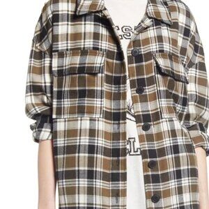 Treasure & Bond Flannel Shacket Shirt 90's Button Up Womens Cut size small